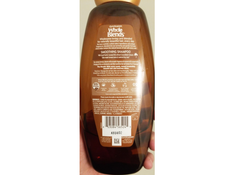 Garnier Whole Blends Shampoo, Coconut Oil Cocoa Butter, 16.9 fl oz/500 mL