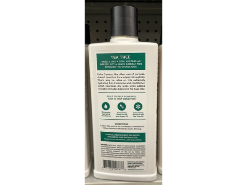 Duke Cannon Supply Co. Tea Tree Shampoo + Conditioner, Fresh Mint + Eucalyptus, 14 fl oz/414 mL