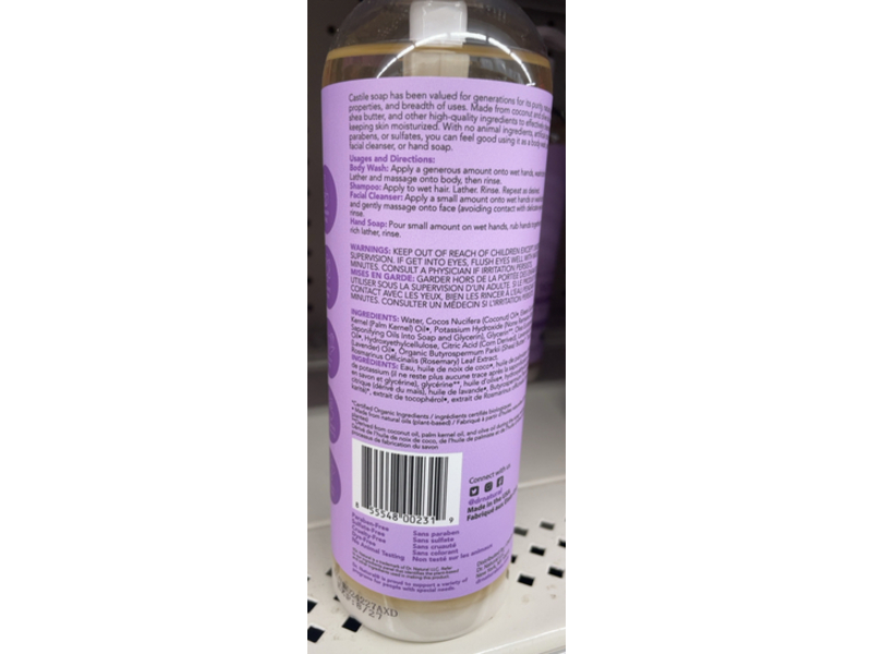 Dr. Natural Multi-Purpose Castile Soap, Lavender, 16 fl oz/473 mL