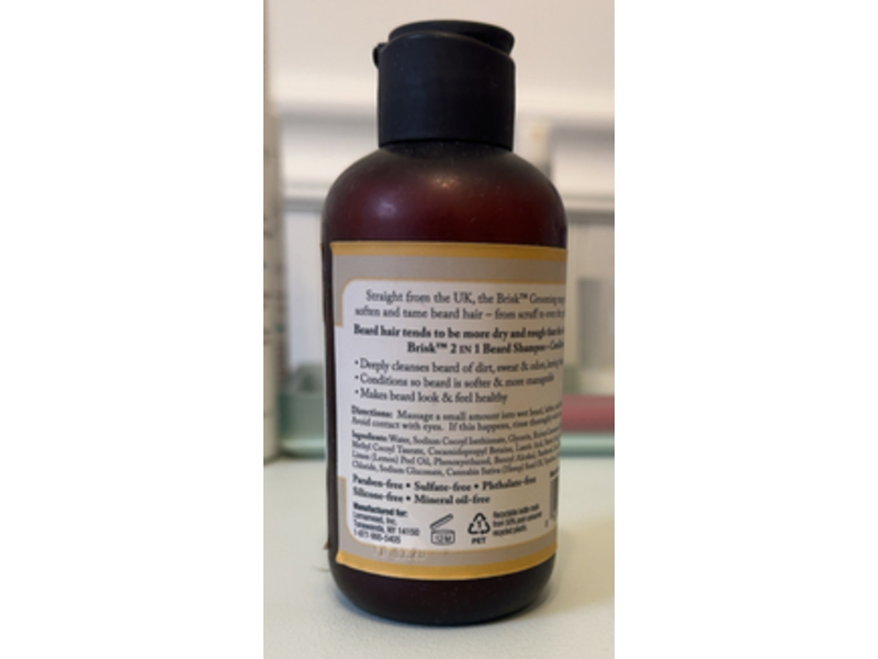 Brisk Grooming 2 In 1 Beard Shampoo + Conditioner, Citrus, 5.1 fl oz/150 mL