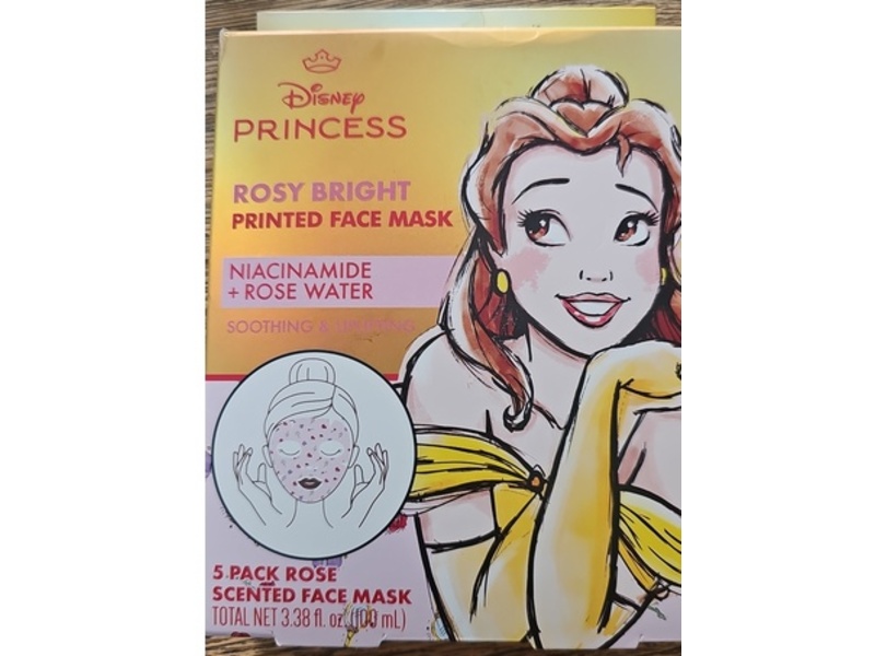 Taste Beauty Disney Princess Printed Face Mask, Rosy Bright, 3.38 fl oz/100 mL, 5 Count