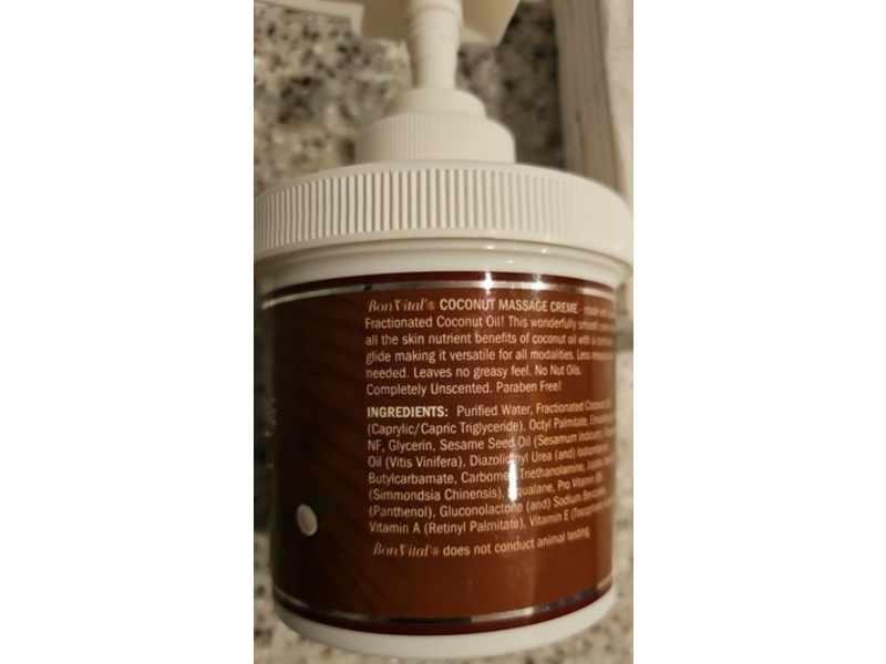 Bon Vital' Massage Creme, Coconut, 6 fl oz/177 mL