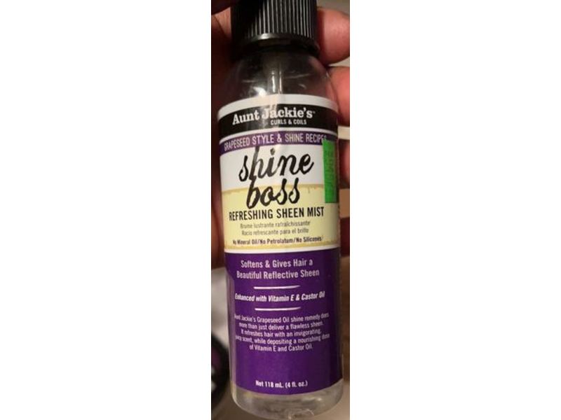 Aunt Jackie's Shine Boss Refreshing Sheen Hair Mist, Vitamin E & Castor Oil, 4 fl oz/118 mL