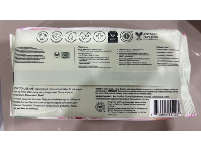 The Honest Co Clean Conscious Wipes, Rose Blossom, 60 Count
