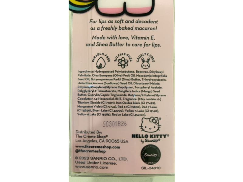 The Creme Shop x Hello Kitty Macaron Lip Balm, Sweet Sprinkles, 0.26 oz/7.5 g