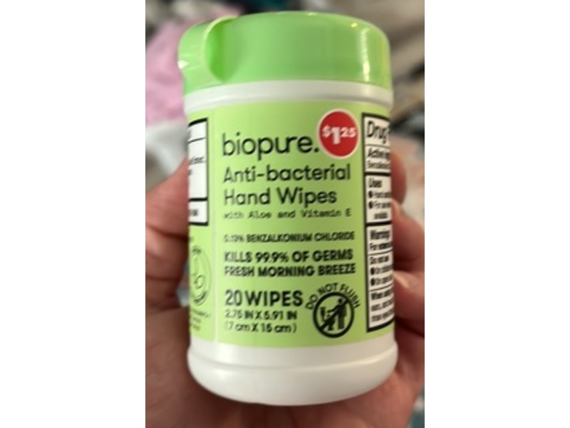 Biopure Antibacterial Hand Wipes, Aloe & Vitamin E, 20 Count