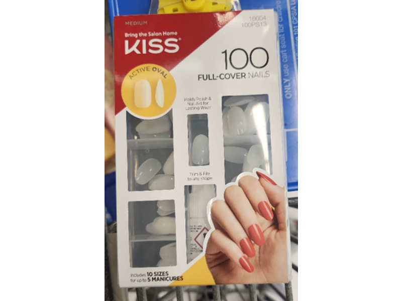 Kiss Active Opal Full Cover Nail Kit, Medium, 0.10 oz/3 g, 100 Count