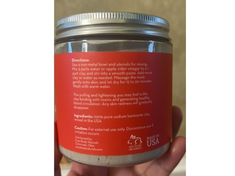 Pure Body Naturals Bentonite Clay Powder, 8 oz/227 g