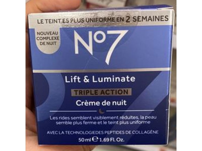 No7 Lift & Luminate Triple Action Night Cream, 1.69 fl oz/50 mL