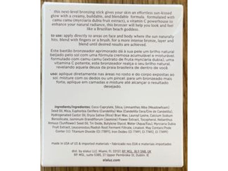 Elaluz Stick Bronzer With Camu Camu, Superstar Shimmer, 0.35 oz/10 g