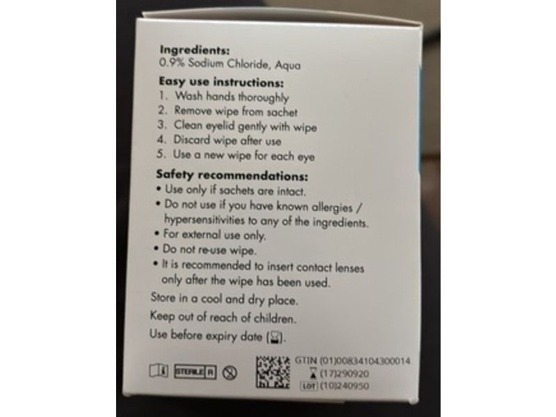 Candorvision Naclino Saline Lid Wipes, 20 Count