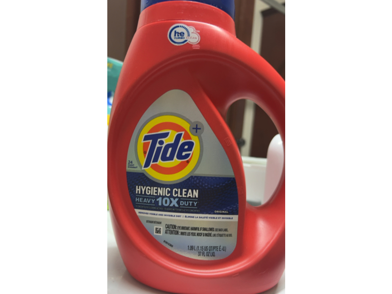 Tide+ Hygienic Clean Heavy 10X Duty Liquid Laundry Detergent, Original, 24 Loads, 37 fl oz/1.09 L
