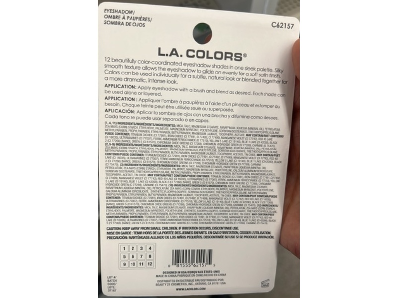 L.A. Colors Bold Eyeshadow Palette, Chic, 0.42 oz/12 g