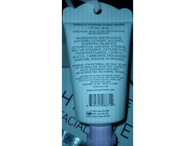 My Beauty Spot Hand Cream, Vanilla Scented, 1 fl oz/30 mL