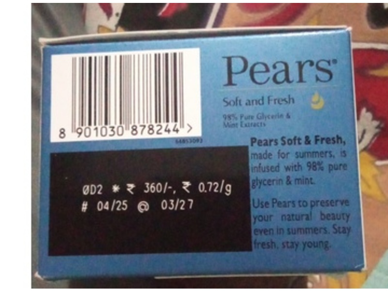 Pears Soft and Fresh Bathing Bar, 125 g, Pack Of 4