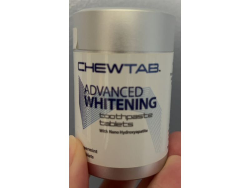 Weldental Chewtab Advanced Whitening Toothpaste Tablets, Peppermint, 60 Counts