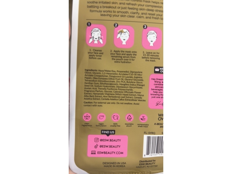 ESW Beauty Liquid Death Revitalizing Face Mask, Mango Chainsaw, 0.85 fl oz/25 mL, Count 1