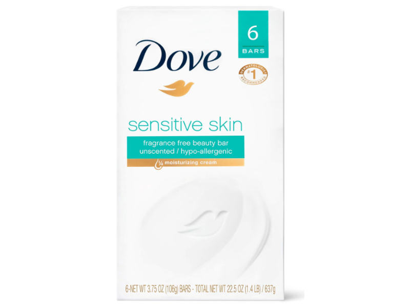 Dove Sensitive Skin Beauty Bar, 3.75 oz/ 106 g, 6 Count