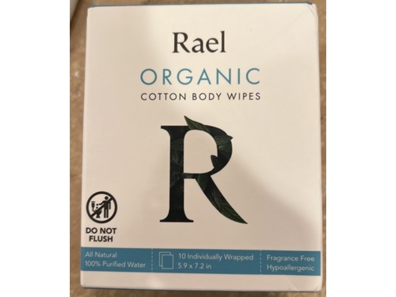 Rael Organic Cotton Body Wipes, 10 Count, Pack Of 2