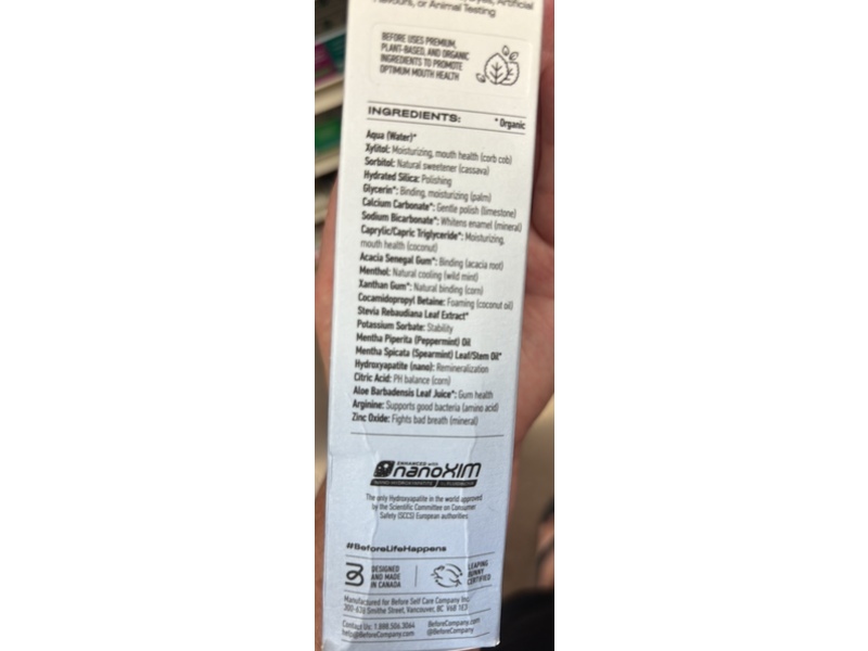 before Whitening Nano-Hydroxyapatite Toothpaste, SuperMint, 4.4 oz