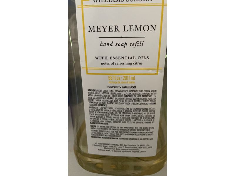 Willams-Sonoma Hand Soap Refill, Meyer Lemon, 68 fl oz/2011 mL