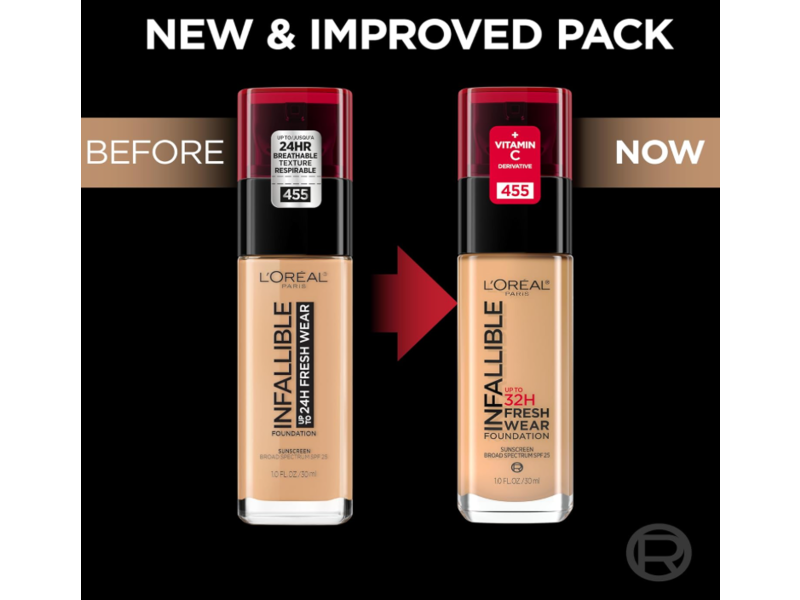 L'Oreal Paris Infallible Foundation, SPF 25, 390 Snow, 1 fl oz/30 mL