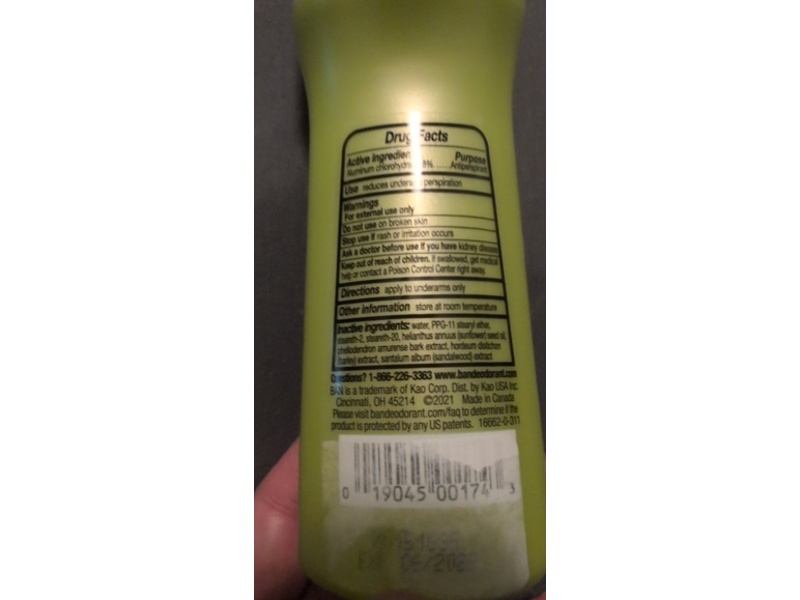 Ban Invisible Antiperspirant Deodorant Roll-On, Unscented, 3.5 fl oz/103 mL