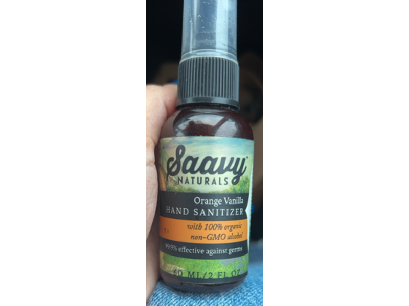 Saavy Naturals Hand Sanitizer, Orange Vanilla, 2 fl oz/60 mL, Pack Of 12