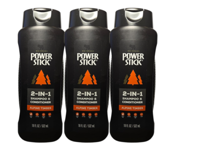 Power Stick 2 In 1 Shampoo & Conditioner, Alpine Timber, 18 fl oz/532 mL, Pack Of 3