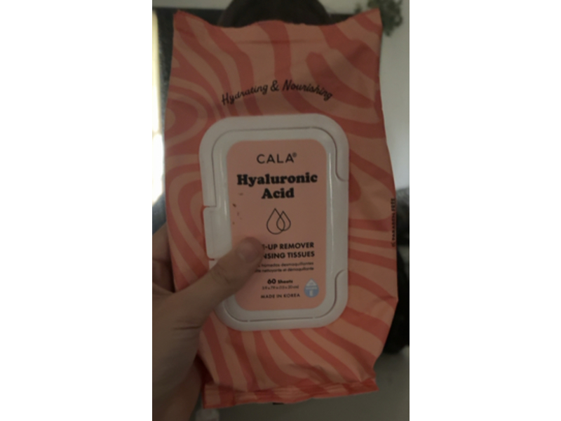 Cala Hyaluronic Acid Makeup Remover Cleansing Tissues, 60 Sheets