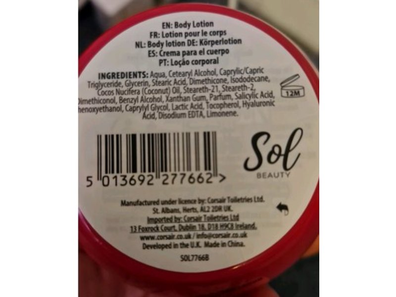 Sol Beauty Bright Body Cream, Watermelon Brightening + Smoothing, 220 mL