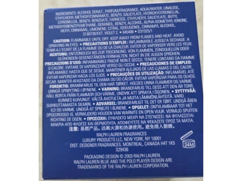 Ralph Lauren Fragrances Eau De Toilette Spray, Blue, 4.2 fl oz/125 mL