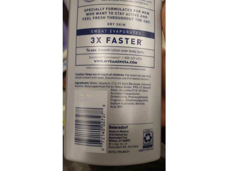 Nivea Men Breathable Body Lotion, Dry Skin, 13.5 fl oz/400 mL