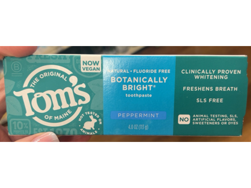 Tom's of Maine Botanically Bright Toothpaste, Peppermint, 4.0 oz/113 g