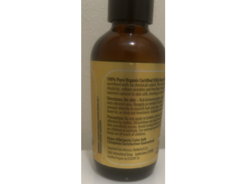Pura d'or Pured Cold Pressed Organic Argan Oil, 4 fl oz/118 mL