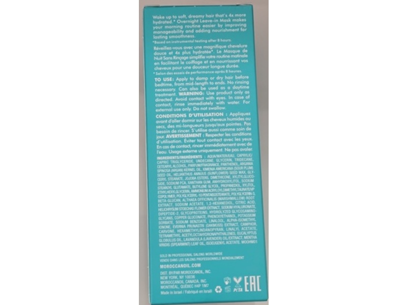 Moroccanoil Overnight Leave-In Mask, 4 fl oz/120 mL