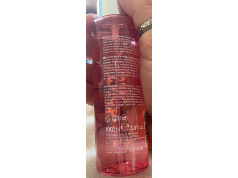 Rodial Dragon's Blood Hyaluronic Drink Hydrate & Tone, 3.3 fl oz/100 mL