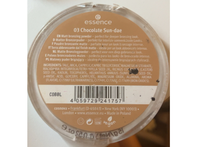 Essence Sun Club Matte Bronzing Powder, 03 Chocolate Sun-Dae, 0.52 oz/15 g