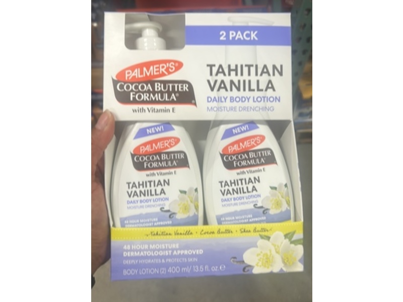Palmer's Cocoa Butter Formula Daily Body Lotion, Tahitian Vanilla, 13.5 fl oz/400 mL, Pack Of 2