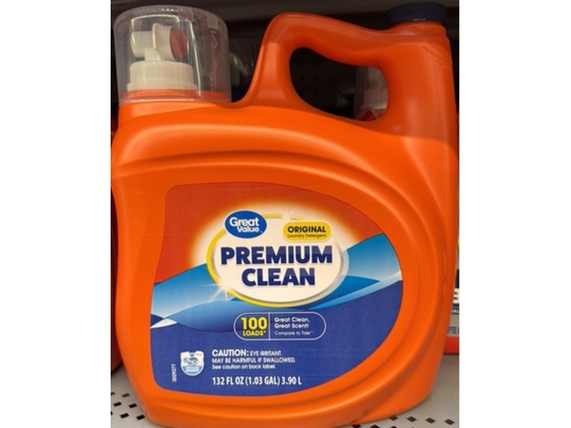 Great Value Premium Clean Original Laundry Detergent, 100 Loads, 132 fl oz/3.9 L
