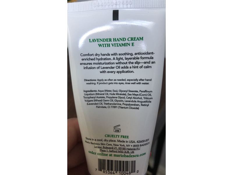 Mario Badescu Hand Cream With Vitamin E, Lavender, 3 oz/85 g