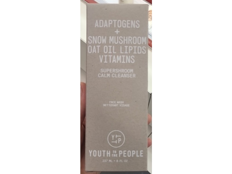 Youth To The People Supershroom Calm Face Cleanser, Adaptogens + Snow Mushroom + Oat Oil Lipids + Vitamins, 8 fl oz/237 mL