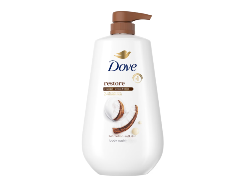 Dove Restoring Body Wash, Coconut Butter & Cocoa Butter, 34 fl oz/1 L