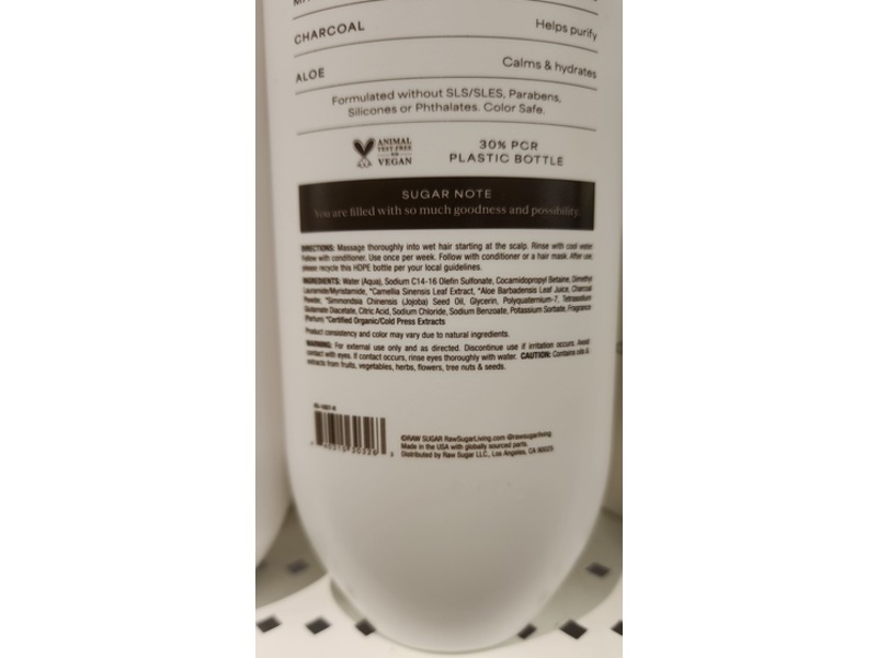 Raw Sugar The Deep Cleanse Clarifying Shampoo, Charcoal + Matcha, 16 fl oz/473 mL