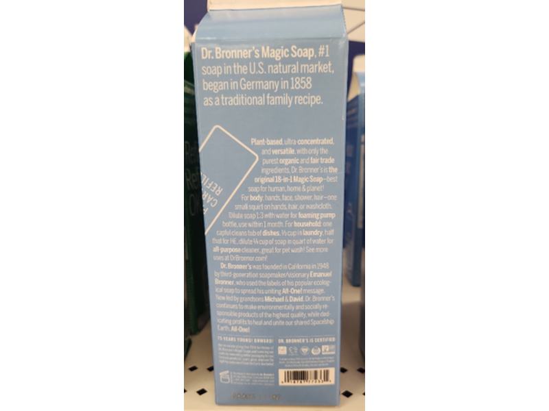 Dr. Bronner's Baby Pure Castile Soap Refill, Organic Oils, 32 fl oz/946 mL
