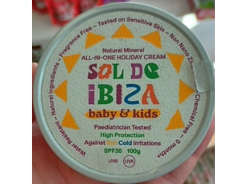 Sol De Ibiza Baby & Kids Natural Mineral All-In-One Holiday Cream, SPF 30, 100 g
