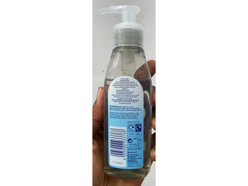 Nivea Hydra Skin Effect Micellar Face Wash, Hyaluronic Acid, 150 mL