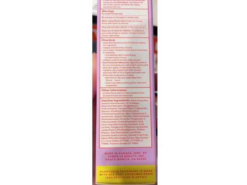 Tower 28 Sunny Days Mineral Tinted Sunscreen, 05 Fairfax, SPF 30, 1 fl oz/30 mL