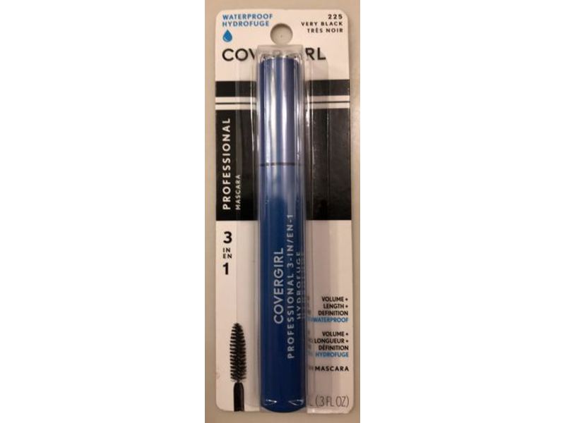 CoverGirl Waterproof Professional 3-In-1 Hydrofuge Mascara, 225 Very Black, 0.3 fl oz/9 mL