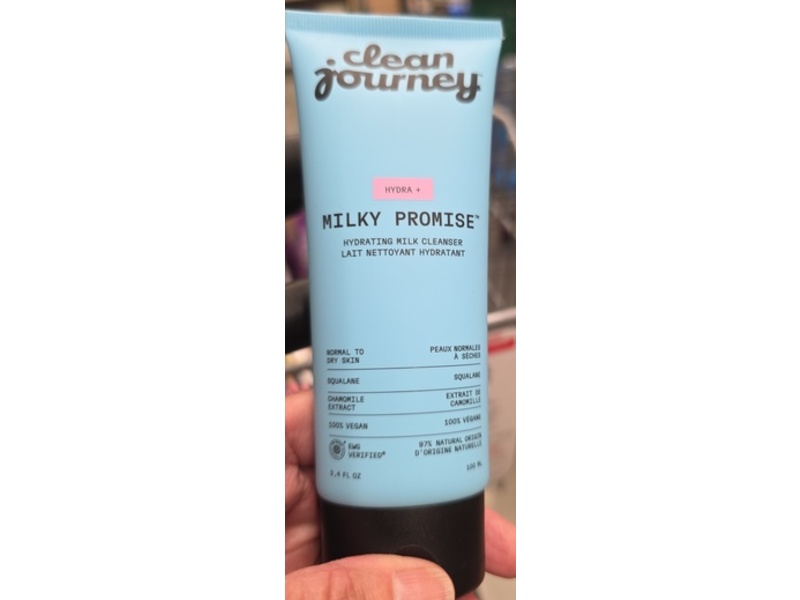 cleanjourney Milky Promise Hydrating Milk Cleanser, Squalane & Chamomile, 3.4 fl oz/100 mL